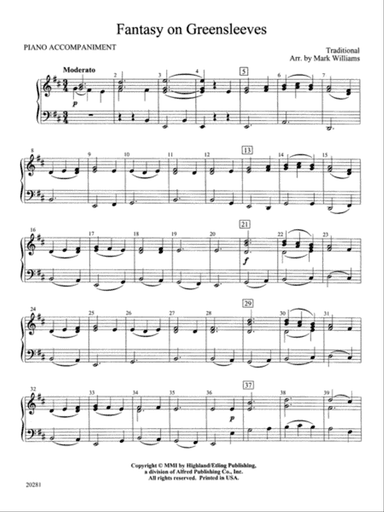 Fantasy on Greensleeves: Piano Accompaniment