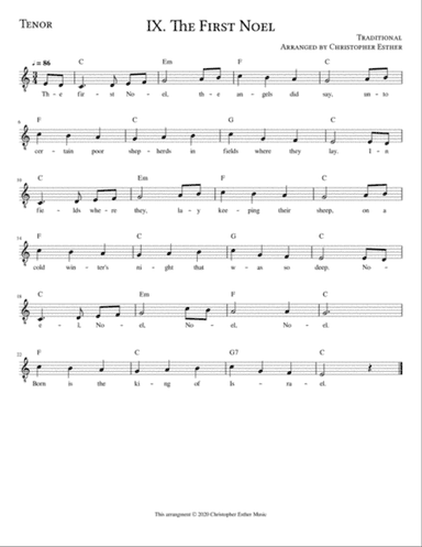 The First Noel for Tenor Voice