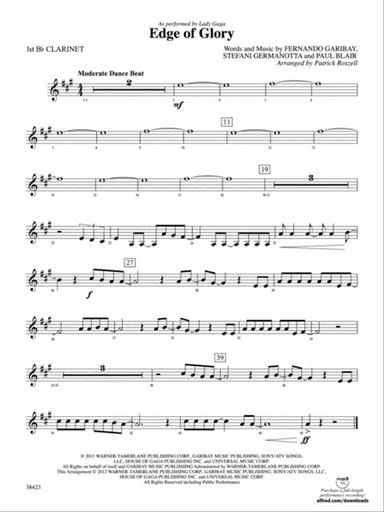 Edge of Glory: 1st B-flat Clarinet