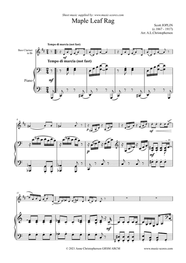 Maple Leaf Rag - Bass Clarinet and Piano