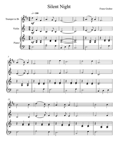 Franz Gruber - Silent Night (Trumpet and Violin Duet)