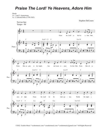 Praise The Lord! Ye Heavens, Adore Him (Vocal solo - High Key)