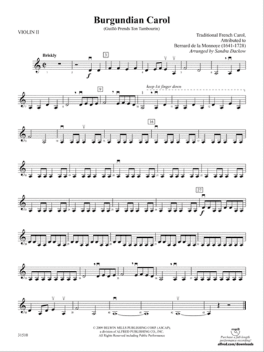 Burgundian Carol (Guillo Prends Ton Tamourin): 2nd Violin
