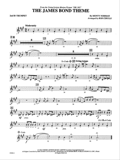 The James Bond Theme: 2nd B-flat Trumpet