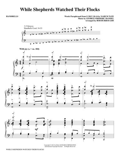 While Shepherds Watched Their Flocks (arr. Bob Burroughs) - Handbells