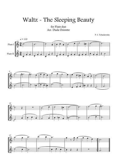 Waltz - The Sleeping Beauty (FLUTE DUO ) TCHAIKOVSKY - beginner - Disney