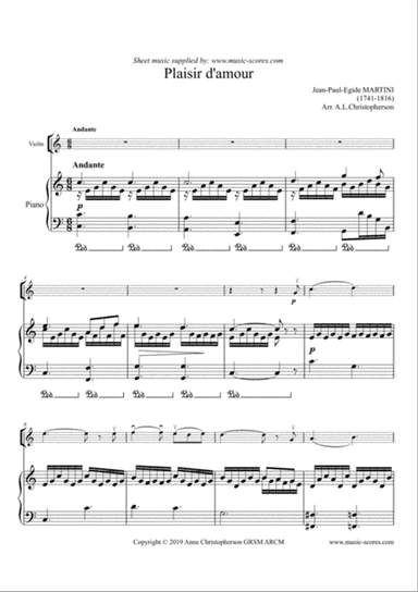 Plaisir d'Amour - Violin and Piano