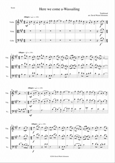 Here we come a-wassailing for string trio