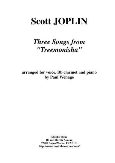 Scott Joplin: Three Songs from "Treemonisha"