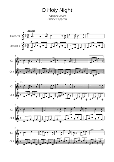 O Holy Night - Clarinet Duet