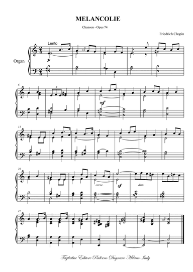 Chopin, MELANCOLIE, OP. 74, Chanson