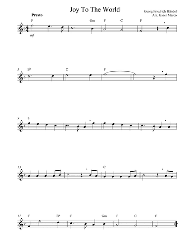 Christmas Carols for Alto Recorder: Joy To The World