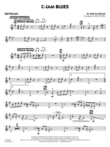 C-Jam Blues (arr. Rick Stitzel) - Baritone Sax