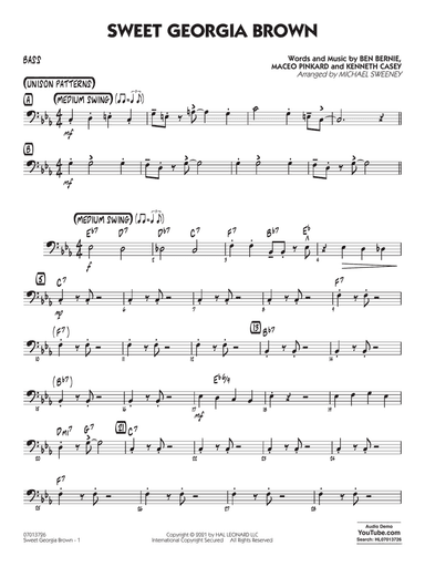 Sweet Georgia Brown (arr. Michael Sweeney) - Bass