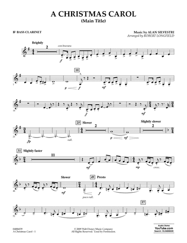 A Christmas Carol (Main Title) (arr. Robert Longfield) - Bb Bass Clarinet