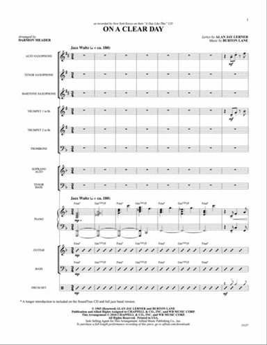 On a Clear Day: Score