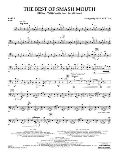 The Best of Smash Mouth (arr. Paul Murtha) - Pt.5 - Cello