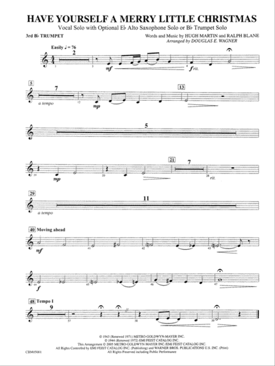 Have Yourself a Merry Little Christmas (Vocal Solo with Opt. E-Flat Alto Saxophone Solo or B-Flat Trumpet Solo): 3rd B-flat Trumpet