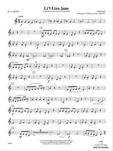 Li'l Liza Jane: 1st B-flat Clarinet