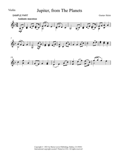 JUPITER from The Planets Violin Solo, Intermediate Level