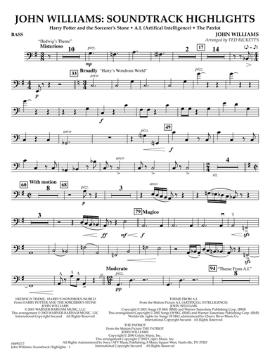 John Williams: Soundtrack Highlights (arr. Ted Ricketts) - String Bass