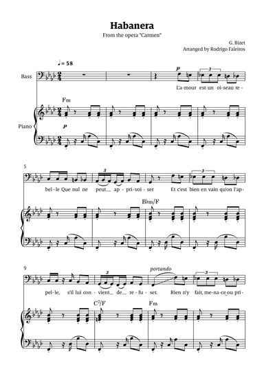 Habanera (for bass - F minor/major)