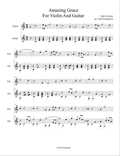 Amazing Grace For Violin And Guitar