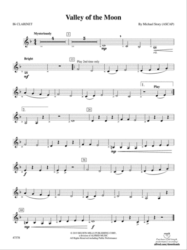 Valley of the Moon: 1st B-flat Clarinet