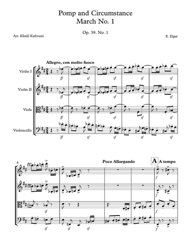 Pomp and Circumstance March No. 1 - FULL - for String Quartet