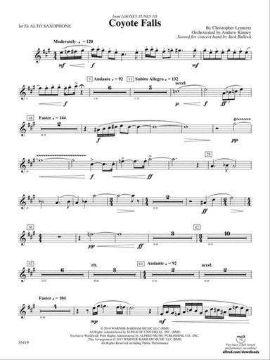 Coyote Falls (from Looney Tunes 3D): E-flat Alto Saxophone