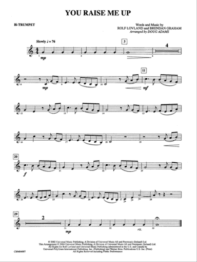 You Raise Me Up: 1st B-flat Trumpet