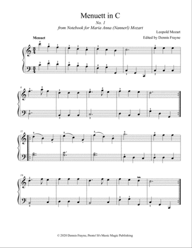 Menuett in C, No. 1 from Notebook for Maria Anna (Nannerl) Mozart