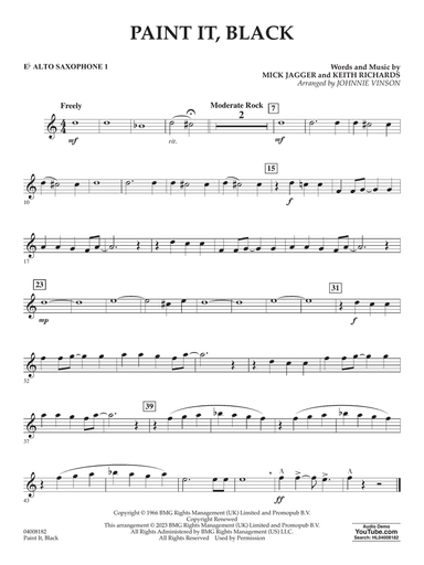 Paint It, Black (arr. Johnnie Vinson) - Eb Alto Saxophone 1