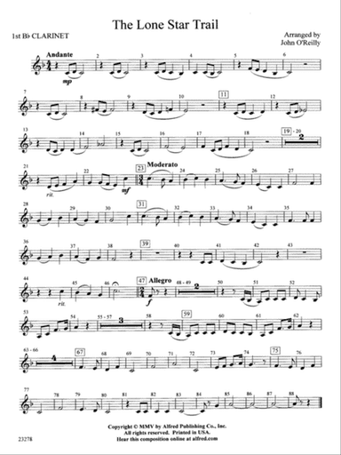The Lone Star Trail: 1st B-flat Clarinet