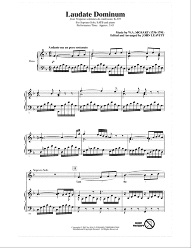 Laudate Dominum (from Vesperae solennes de confessore, K. 339) (arr. John Leavitt)