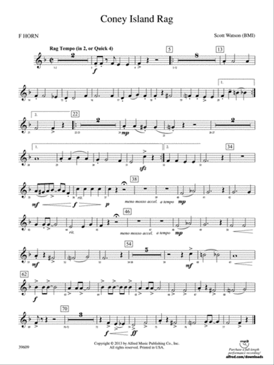 Coney Island Rag: 1st F Horn