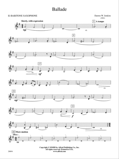 Ballade: E-flat Baritone Saxophone