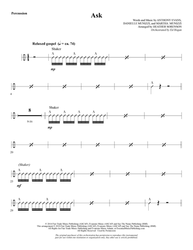 Ask (arr. Heather Sorenson) - Percussion
