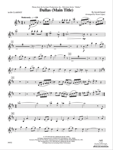 Dallas (Main Title): 1st B-flat Clarinet