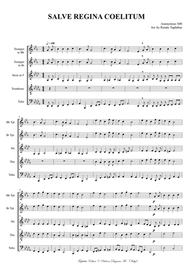 SALVE REGINA COELITUM - Arr. for Brass quintet - With parts