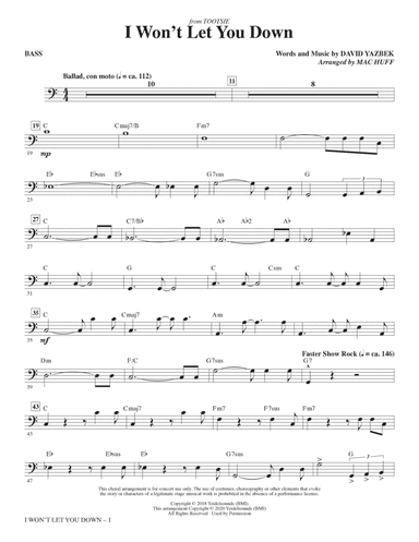 I Won't Let You Down (from the musical Tootsie) (arr. Mac Huff) - Bass