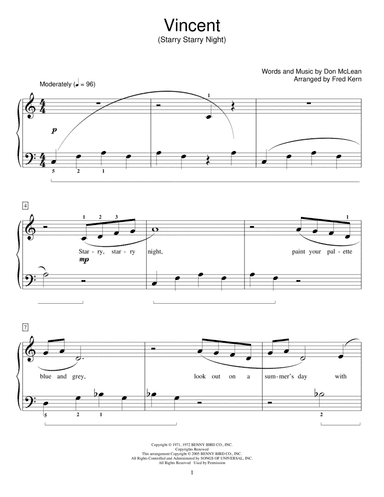 Vincent (Starry Starry Night) (arr. Fred Kern)