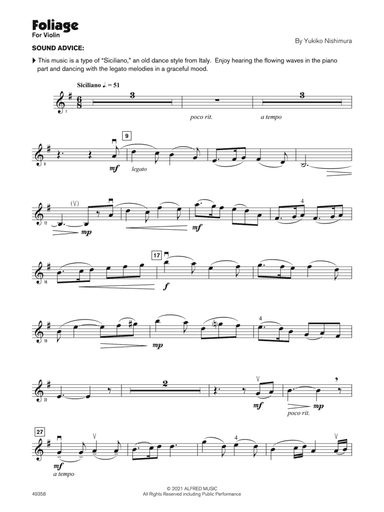 Foliage (Sound Innovations Soloist, Violin)