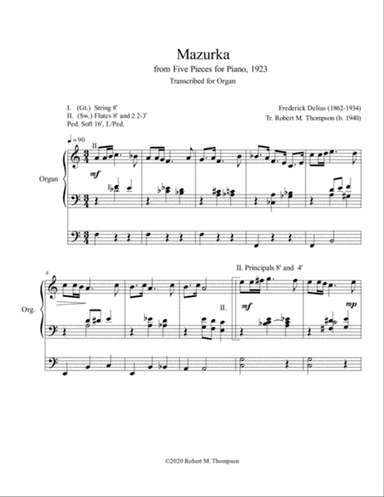 Frederick Delius "Mazurka" for organ