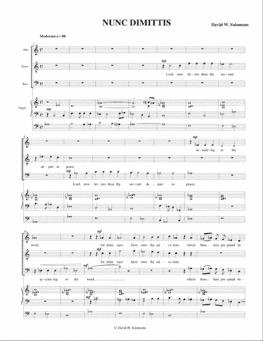 Nunc Dimittis for men's voices (ATB) and organ