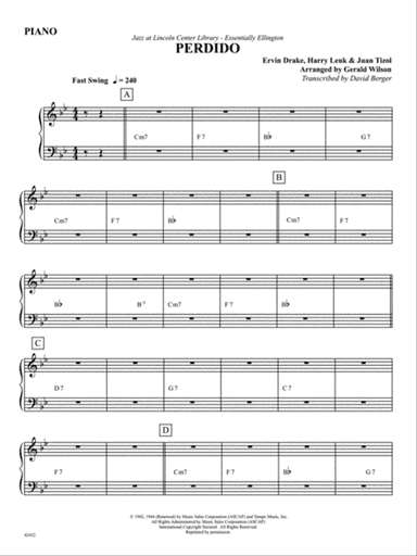 Perdido: Piano Accompaniment