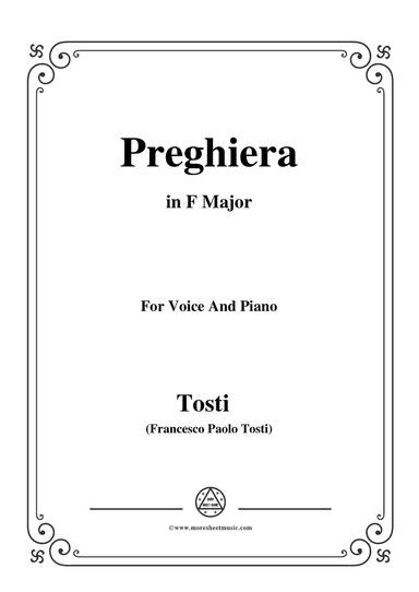 Tosti-Preghiera in F Major,for Voice and Piano