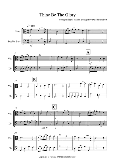 Thine Be The Glory for Viola and Double Bass Duet
