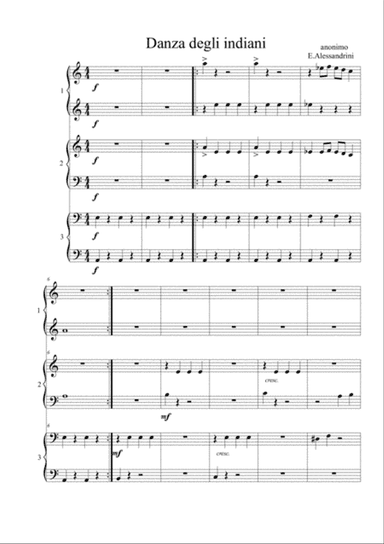 Dance of the Indians. Piano Six hands