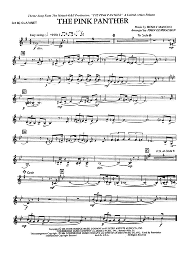 The Pink Panther: 3rd B-flat Clarinet